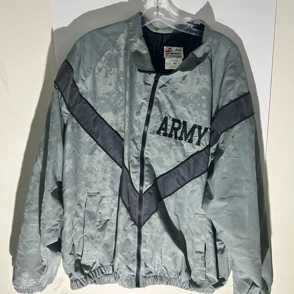 US Army PFU Jacket Large Short Gray ACU Reflective Windbreaker Skilcraft